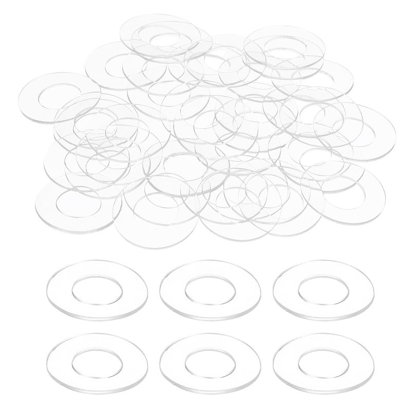 يو إكس سيل uxcell 150 قطعة M10 PVC غسالات مسطحة واضحة عادي غسالة 10 مم معرف 20 مم OD 1 مم فواصل مسطحة مستديرة سميكة للبراغي والمسامير الزجاجية مقبض باب الحمام الحمام - Image 1